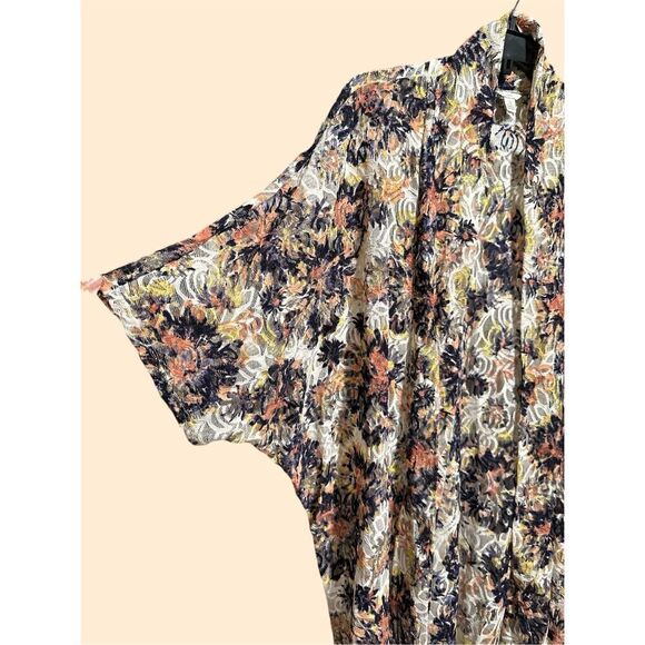 Lace boho romantic flowy duster cardigan kimono S/M oversized - Picture 3 of 8